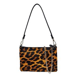 Leopard Print Purse [ Calf Hair On Hide Leather] Fur Clutch [Luxury B)